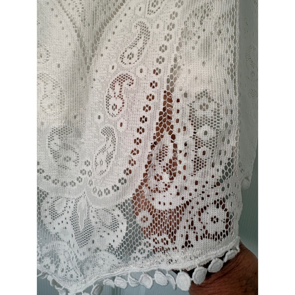 Atmosphere White Paisley Lace Camisole Pom Pom Trim Boho Chic Tank Top Size 12 - Picture 6 of 6